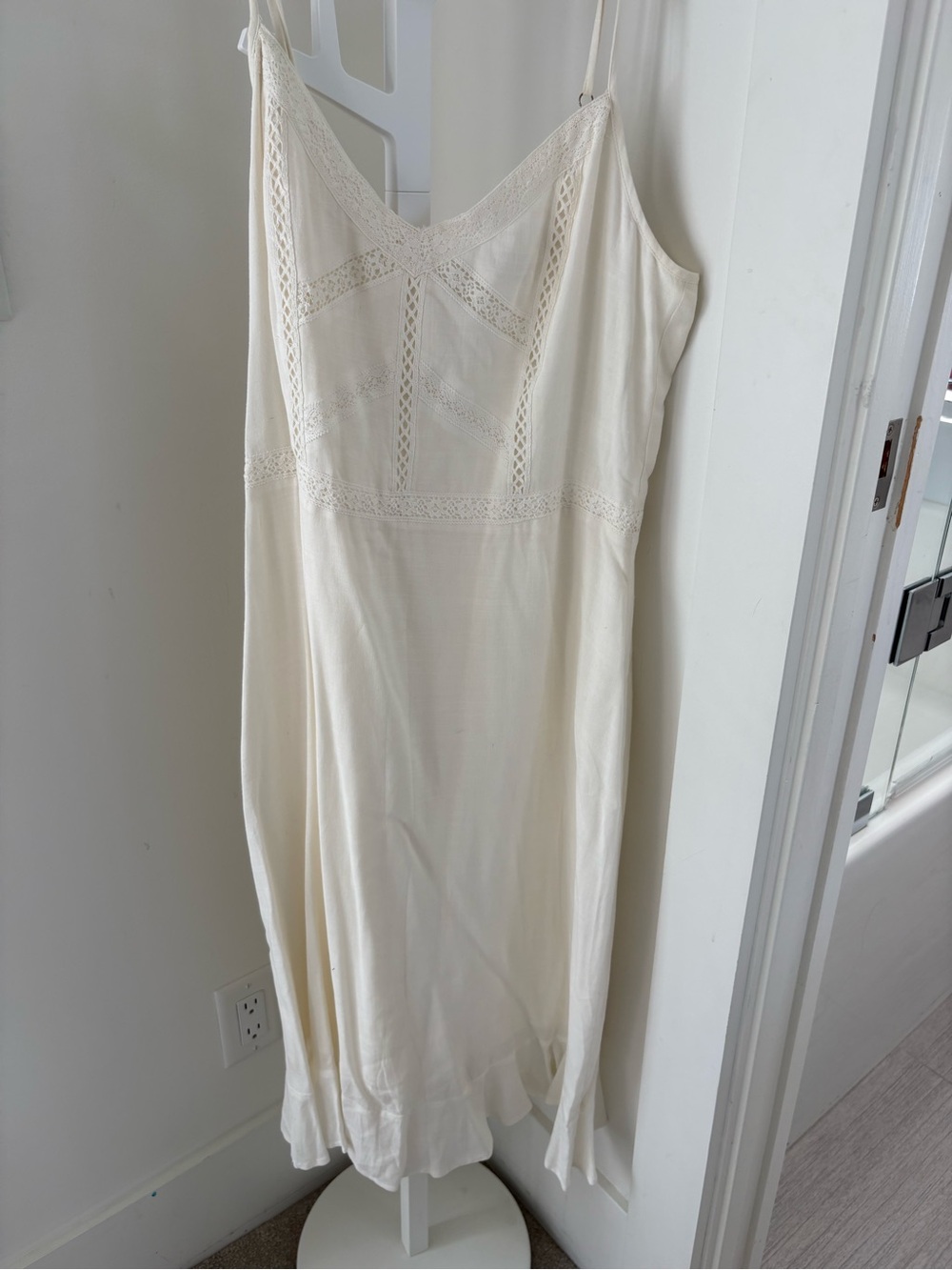 Heartloom Cream Lace-Trim Slip Dress with V-Neck